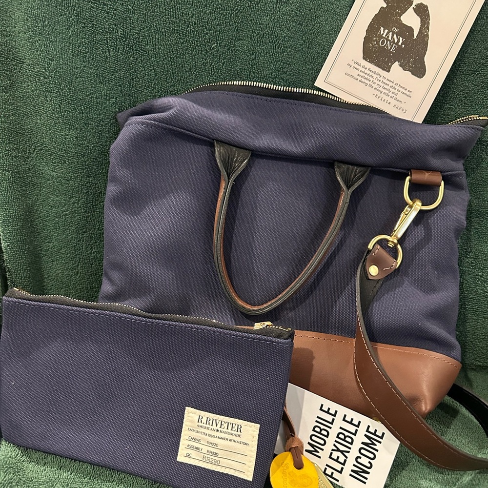 R. Riveter Navy and Brown Women's Tote Bag Set